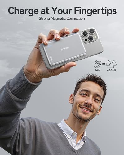Ultra Slim 5000 m Ah Magnetic Power Bank for i Phone 16, 15, 14, 13, 12 – Qi2 Certified Portable Charger with 20 W PD Fast Charging & 15 W Wireless Capability – Lightweight Design for Effortless On-the-Go Charging – Advanced Safety Features for Device Protection