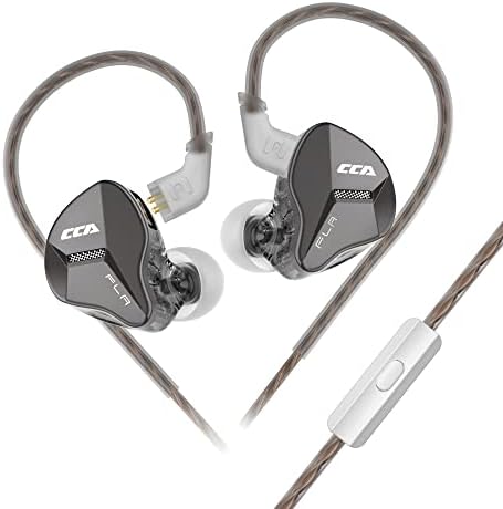 Elevate Your Audio Experience with CCA Polaris Dual Driver Wired Earbuds – Customizable In-Ear Monitors with 4 Tuning Switches & Detachable Cable for Musicians, Singers, and DJs (Gun, with Mic) – Unmatched Sound Clarity and Comfort for Professionals and Enthusiasts