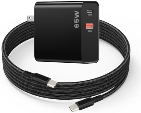 Rapid Charge PD 65 W USB-C Wall Charger for Samsung Galaxy S25 Series – Dual-Port Power Adapter with 6 ft USB-C Cable – Ultimate Speed and Compatibility for All Devices