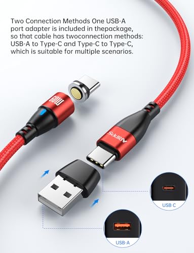 USB C to USB C Magnetic Charging Cable[3-Pack, 3.3ft/6.6ft/6.6ft], Aripps 60W/3A Fast Charging USB Type C Charger Cord Compatible with Samsung Galaxy S21/S21+ Ultra 5G, S20/S20, Pixel & More (Red-60W) – Enhanced Compatibility and Speed
