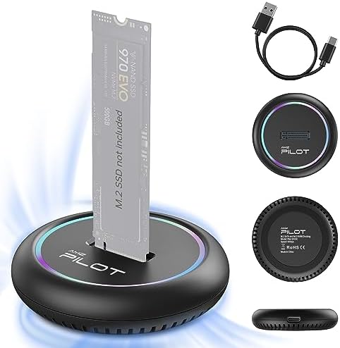 Ultra-Fast M.2 NVMe & SATA to USB-C Docking Station with RGB Lighting – Versatile SSD Reader for M Key & B+M Key Drives, Compatible with 22110, 2280, 2260, 2242, 2230 Sizes – Ideal for Professionals Seeking Quick Data Transfer and Stylish Storage Solutions