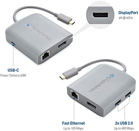 Maximize Productivity with Cable Matters USB C Hub – 4 K@240 Hz Display Port Adapter for Mac Book Pro, 100 W Power Delivery, Dual USB Ports, and Stable Ethernet Connectivity – Thunderbolt 3 & 4 Compatible for High-Performance Workspaces