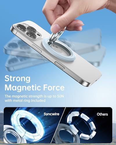 Syncwire Magnetic Phone Ring Holder – Titanium Alloy Kickstand for i Phone 12-16 Pro Max & Compatible Android Devices – Ergonomic Design, Enhanced Mag Safe Stability, Lightweight Grip for Ultimate Hands-Free Convenience