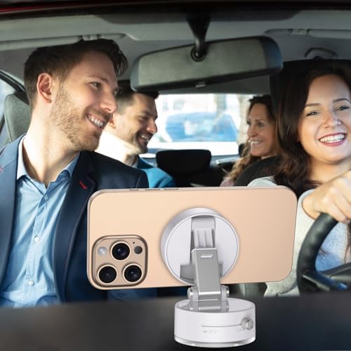 DUEDUE Universal Foldable Magnetic Suction Phone Holder – 2025 Model with Double-Sided Vacuum Adsorption for Reliable Stability and Adjustable Viewing – Ideal Car Phone Mount for All Devices (Sleek Black Finish) – Elevate Hands-Free Convenience and Enhance Driving Safety