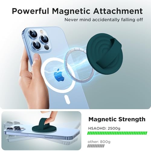 Upgraded Magnetic Phone Grip for i Phone: Premium Silicone Loop Holder with Mag Safe Compatibility – Ergonomic 360-Degree Stand, Non-Slip Design in Sleek Black for Enhanced Comfort and Secure Handling on i Phone 16/15/14/13/12 Pro Max/Plus