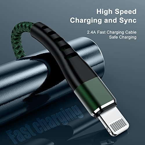 Essri 10 FT Nylon Braided i Phone Charger Cord 2-Pack – Fast Charging Lightning Cable for i Phone 14, 13, 12, 11, X, XS, XR, and 15 – Durable Blue 10 Foot Charging Solution for Ultimate Convenience and Style