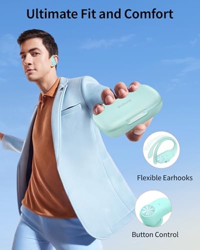 Poc Buds Wireless Bluetooth Earbuds – 80 Hours Playtime, Deep Bass Sound with Digital Display, IPX7 Waterproof Sports Earphones, Ergonomic Earhooks for Secure Fit, Compatible with TV, Phone & Laptop – Stylish Olive Design for Active Lifestyles