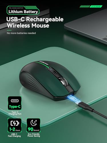 Streamlined Bluetooth Wireless Mouse – Rechargeable Ergonomic Multi-Device Mice (Tri-Mode: BT1/BT2 + 2.4 GHz) with USB Receiver, Stylish Khaki to Pink Design for Laptop, Mac Book, PC, i Mac, i Pad – Ultimate Comfort & Flexibility for Effortless Productivity