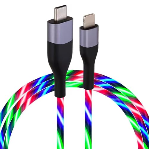 Revolutionary 6 ft Smart Touch-Control RGB LED USB C to C Cable – Rapid 3 A Fast Charging TPE Charger for Phones, Tablets & Laptops – Durable Design with Eye-Catching Flowing Light for Ultimate Style and Functionality