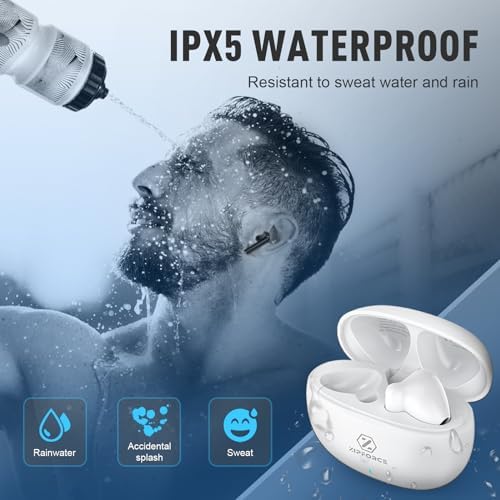 ZIPFORCE Bluetooth 5.3 True Wireless Earbuds with ENC Microphones – IPX6 Waterproof, Lightweight Design, 40-Hour Playtime, Touch Control Headphones for Seamless Audio Experience and Crystal-Clear Calls