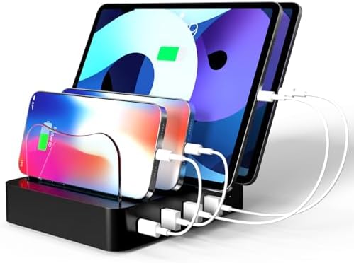Multi-Device Charging Station – 20 W USB-C Fast Charger with 4 Ports for i Phone, i Pad, and More – Detachable Design & LED Night Light for Ultimate Convenience and Versatility