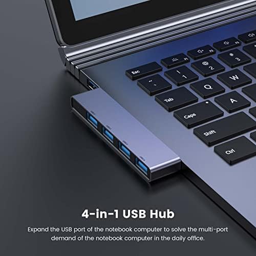 Enhance Your Digital Workspace with Fidioto USB Hub 2 Pack – Versatile 4-Port Adapter for Laptops & Macs, Featuring 1 Ultra-Fast USB 3.0 Port and 3 USB 2.0 Ports for Effortless Device Connectivity and Data Transfer, Ideal for Busy Professionals and Students on the Move