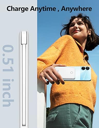 Ultra Slim 6000 m Ah Power Bank with Built-In USB C Cords – Card-Sized Portable Charger for Effortless On-the-Go Charging, Triple Output for i Phone, Samsung, Google Devices – Stylish and Compact Battery Pack for Enhanced Efficiency and Versatility