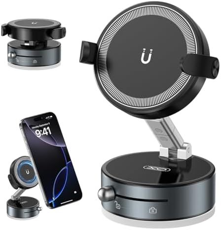 Revolutionary 360° Magnetic Car Phone Holder – Versatile Suction Mount for All Mag Safe Devices – Ultimate Convenience for Drivers, Fitness Enthusiasts, and Beauty Applications – Experience Superior Stability with Innovative Vacuum Technology – Compact and Foldable Design for Easy Portability – Seamlessly Navigate Hands-Free While Ensuring Maximum Safety and Comfort on the Road