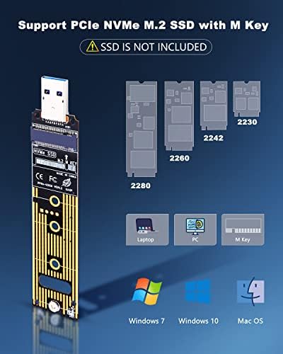 Unlock Ultimate Storage Potential: ZEXMTE M.2 NVMe USB 3.1 Adapter – High-Speed 10 Gbps Data Transfer, Compatible with 2230, 2242, 2260, 2280 Size SSDs, Plug-and-Play Design for Seamless Use Across Laptops, Desktops, and Gaming Consoles, Durable Aluminum Casing for Enhanced Heat Dissipation – Perfect for Professionals & Enthusiasts Seeking Efficient Data Management and Storage Expansion Solutions