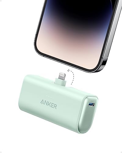 ANKER Nano Power Bank 5,000 m Ah with Built-in Lightning Connector – MFi Certified Portable Charger for Fast Charging i Phone 14/13/12 Series, Compact & Travel-Friendly Power Solution in Purple – Effortless, Tangle-Free Charging Anywhere