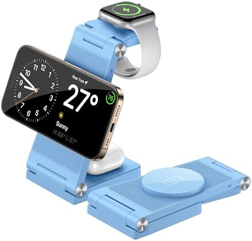 Innovative 3-in-1 Magnetic Wireless Charging Station – Premium Foldable Dock for i Phone 16/15/14/13/12, Apple Watch Ultra/Series 9-2, and Air Pods – Ultimate Travel-Friendly Power Hub with Superior Rapid Charging for Tech Savvy Professionals and On-the-Go Users