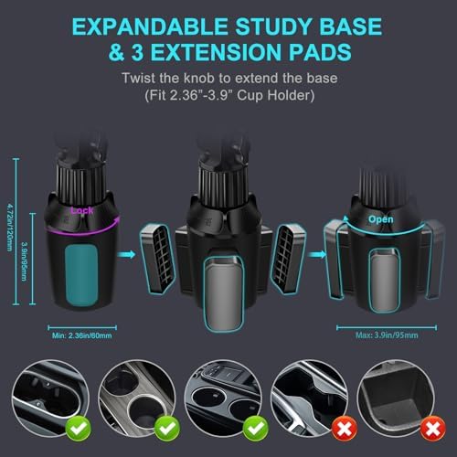 Versatile Cup Holder Tablet Mount for Trucks – 360° Rotating 15″ Dual-Arm Stand for i Pad Pro, Samsung Galaxy Tab, and i Phone | Enhanced Stability & Universal Compatibility for Hands-Free Navigation and Entertainment