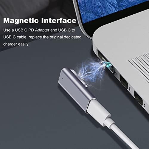 140W PD Quick Charge USB C to Magnetic 3 Adapter, Type-C to Mags 3 Converter with LED Indicator Light for MacBook Pro 2024/2023/2021 (M1/M2/M3, 14/16″), MacBook Air (M2/M3), Silver – Enhanced Compatibility and Speed