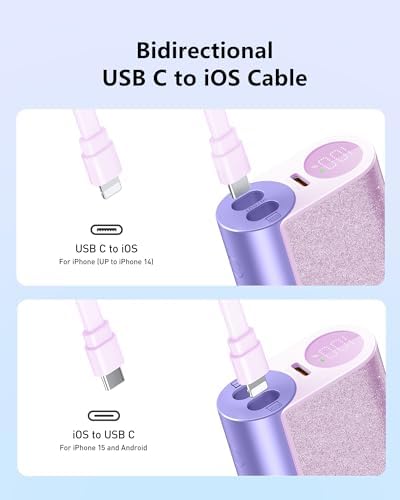 VEGER Stylish 10,000 m Ah Portable Charger with Detachable Cable – 20 W Fast Charging Power Bank for i Phone 15/14 & Android Devices – Chic Travel Essential in Eye-Catching Blue for On-the-Go Charging