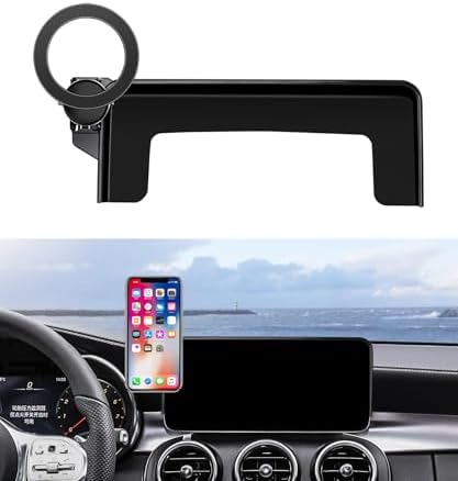 Premium 360° Rotation Car Phone Holder for 2023-2025 Mercedes Benz GLC & 2022-2025 C-Class – Mag Safe Compatible Mount for 12.3-Inch Digital Instrument Cluster – Secure Clip Design for Enhanced Stability & Hands-Free Convenience – Ideal Smartphone Accessory for Navigation and Calls