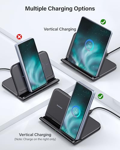 Fast Foldable Wireless Charger for Samsung Galaxy Z Fold 7 & Google Pixel 9 Pro – High-Speed Charging Station Stand for Z Fold Series 3-7 & Pixel Fold – Portable, Sleek Design with Non-Slip Surface for Ultimate Device Security and Convenience – Ideal for Home & Office Use