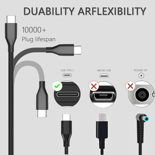 65 W USB-C Power Adapter for Asus Zenbook S14, S16, and A14 – Rapid High-Efficiency Charging with Comprehensive Safety Mechanisms – Perfectly Compatible with UX5406, UM5606, UX3407 Models – Universal 100-240 V Input for Global Use – 24/7 Customer Support Included