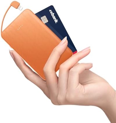 Ultra-Slim 6000 m Ah Portable Charger with Built-In Cable – Fast Charging Power Bank for i Phone 14/14 Pro Max/13/12 Pro/11/XR/X/8 – Lightweight Travel Companion for Ultimate Device Power on the Go