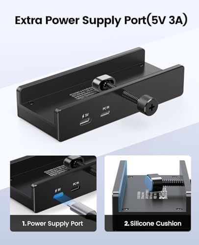 Upgrade Your Digital Experience with the ORICO USB Hub 3.0 – Stylish Aluminum Clamp Adapter Featuring Dual High-Speed USB-A Ports, 3.5 mm AUX for Superior Audio, and SD/TF Card Reader for Effortless Media Transfers, Ideal for Modern Desktops