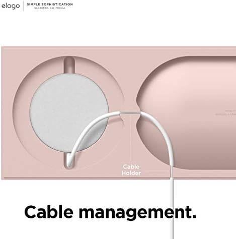 elago Premium Mag Safe Charging Tray: Streamline Your Charging Experience for i Phone 16/15/14/13/12 & Air Pods – Stylish Stone Finish Wireless Station for Home & Office – Durable Non-Slip Design Ensures Device Stability – Customize with Your Own Cable for a Personalized Touch