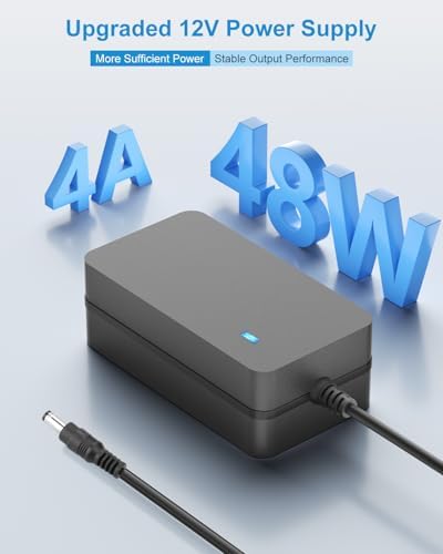 Universal 12 V AC/DC Power Adapter – 4 A High-Efficiency Converter with 14 Interchangeable Tips for LED Strip Lighting, CCTV Cameras, Monitors & Routers – Global Voltage Compatibility (100-240 V) for Optimal Performance and Versatile Power Solutions