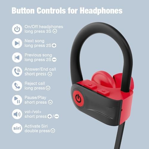 Boean Wireless Bluetooth Earbuds – IPX7 Waterproof Sports Headphones with 16 Hours Playtime & HD Deep Bass Sound for Active Lifestyles – Enhanced Bluetooth 5.3 Connectivity for Seamless Listening and Workout Performance