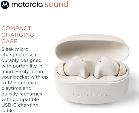 Motorola Moto Buds 065 True Wireless Earbuds – Extended 17-Hour Battery Life, IPX4 Splash Proof Design, Advanced Touch Control, and ENC Microphone for Superior Call Clarity – Noise Isolation Headphones in Stylish Moonless Night Finish for Ultimate Comfort and Connectivity