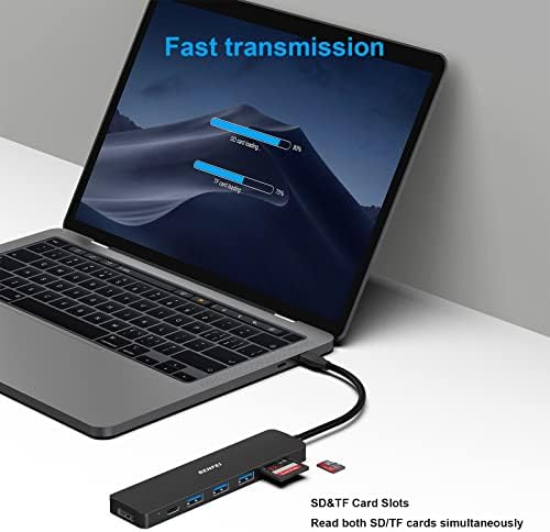 BENFEI 7-in-1 USB C Hub Multiport Adapter – Ultimate Connectivity Solution with 4 K HDMI, 100 W Power Delivery, High-Speed USB 3.0 Ports, and Card Readers for i Phone 15 Pro/Max, Mac Book, i Pad Pro & Samsung S23 – Boost Productivity and Streamline Your Setup