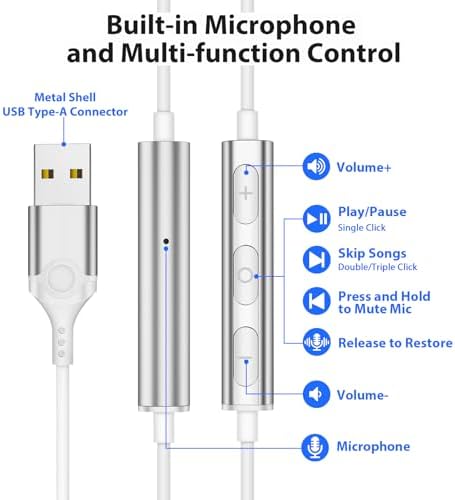 High-Fidelity USB C Headphones for Samsung Galaxy S25 S24 S23 S22 Ultra, i Phone 15 & 16 Pro Max – Premium Wired Type C Earbuds with Built-In Microphone and Volume Control for Crystal-Clear Calls and Immersive Sound Quality – Ideal for Galaxy Z Flip 3, One Plus, and Daily Use
