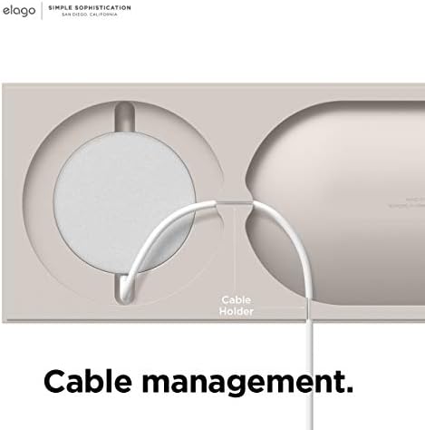 elago Premium Mag Safe Charging Tray: Streamline Your Charging Experience for i Phone 16/15/14/13/12 & Air Pods – Stylish Stone Finish Wireless Station for Home & Office – Durable Non-Slip Design Ensures Device Stability – Customize with Your Own Cable for a Personalized Touch