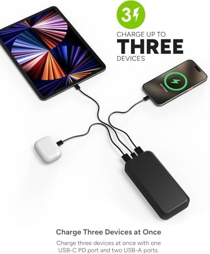Mophie Powerstation Laptop Prime27 – 27,000 m Ah Eco-Friendly Portable Power Bank with 60 W USB-C PD Fast Charging, Multi-Device Compatibility, LED Battery Indicator, and Versatile Charging Ports – Ultimate On-the-Go Performance for Laptops, Tablets, and Smartphones