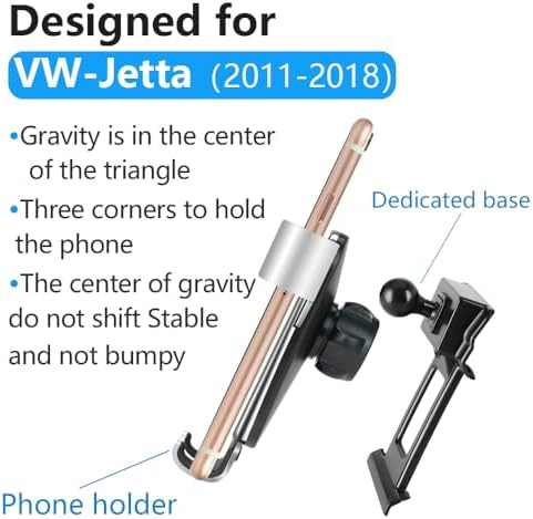 Car Phone Holder for Volkswagen Jetta 2011 2012 2013 2014 2015 2016 2017 2018 and VW Jetta GLI 2011-2018 Auto Accessories Best Cell Phones Mount Cellphone Mobile Cradle Charging Screen Stand – Enhanced Compatibility and Speed