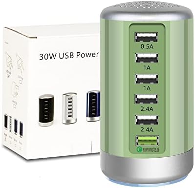 Power Up in Style: Universal 6-Port USB Charging Hub with Smart Identification Technology for i Phone, i Pad, and More – Compact, Fast Charging Station in Elegant Purple Finish for Home and Office Use