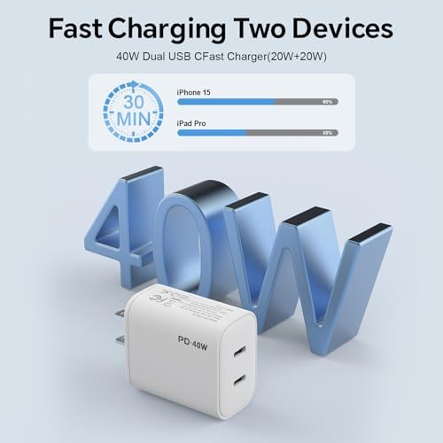 Unleash Rapid Charging Power with i GENJUN 3-Pack 40 W Dual USB-C Charger – Perfect for i Phone 15 Series, Galaxy Smartphones, and Tablets – Ultra-Lightweight Power Adapter Featuring Smart Dual Ports and Advanced Safety for Reliable On-the-Go Charging Solutions