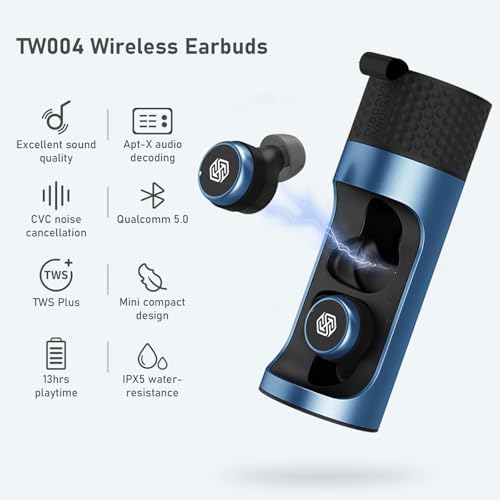 Nillkin TW004 Bluetooth 5.0 Wireless Earbuds – Superior IPX5 Waterproof In-Ear Headphones with Advanced CVC Noise Cancelling Technology for Unmatched Sound Clarity, Ergonomically Designed for Ultimate Comfort, Complete with Portable Charging Case for All-Day Audio Enjoyment
