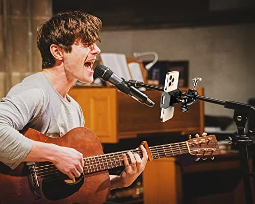 elitehood 360 Swivel Tilt Phone Holder and Mount, Adjustable for Music Boom Mic and All iPhone, Android Cell Phone – Enhanced Compatibility and Speed