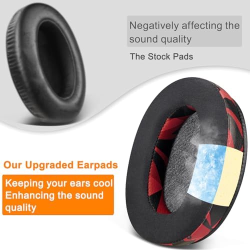 Premium SOULWIT Cooling Gel Earpads for Sony WH-XB910 N Headphones – Advanced Noise Isolation Foam Cushions for Unmatched Comfort and Superior Sound Quality – Stylish Red Storm Replacement Ear Pads for Music Enthusiasts