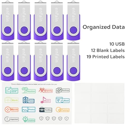 Enfain 10-Pack Red USB Flash Drives 16 GB – High-Speed USB 2.0 Memory Sticks with LED Indicator & 12 Labels for Easy Organization – Reliable & Portable Data Storage Solution for Professionals and Students