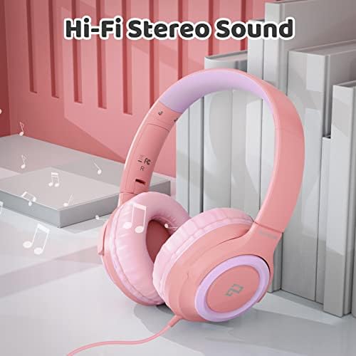 Safe & Stylish INFURTURE Kids Wired Headphones with Microphone – 94 d B Volume Limiting for Hearing Protection – Lightweight On-Ear Design Perfect for School, Travel & Home – Compatible with Tablets, Smartphones, PCs, and Kindles – Ideal Audio Experience for Boys and Girls