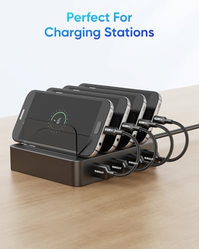 SUNGUY Micro USB Cable 1.5FT, [10-Pack] Short Braided USB 2.0 Micro Android Charger Fast Charging & Data Sync Cord Compatible with Samsung Galaxy S6 S7 Edge Note 5, Tab 4, PS4, Kindle and More – Enhanced Compatibility and Speed