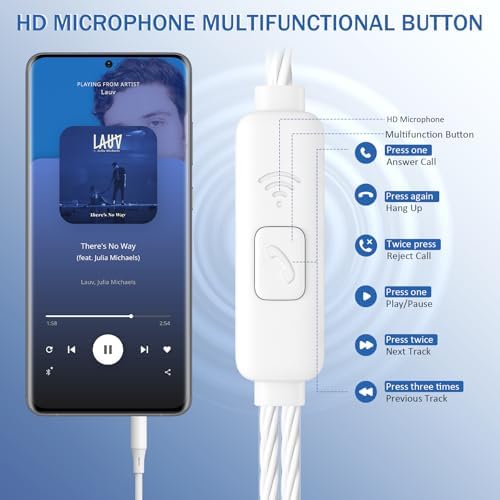 Premium Wired Earbuds Headphones with Microphone – Pack of 5 Noise-Isolating Earphones for Heavy Bass Audio, Compatible with Android, Smartphones, Laptops, and MP3 Devices – Tangle-Free Design for Ultimate Comfort and Clarity