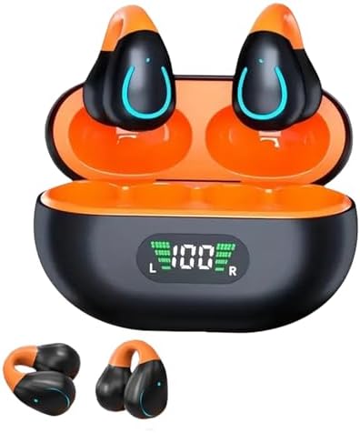 Open Ear Bone Conduction Bluetooth Headphones – Waterproof Sports Earphones with Secure Earhooks, Integrated Hands-Free Microphone, and Wireless Charging Case for Active Lifestyles and Enhanced Safety Awareness