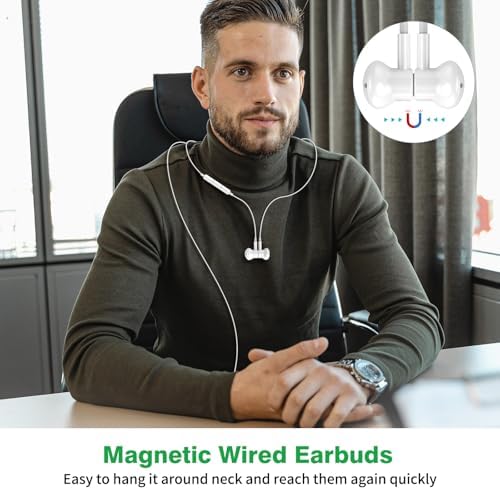 High-Fidelity USB C Wired Earbuds for Samsung and i Phone – Ergonomic Type C Stereo Earphones with Microphone, Volume Control & Magnetic Design for Ultimate Comfort – Enhance Your Audio Experience on Android Devices & i Pads in Sleek Black