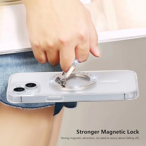 Elevate Your Mobile Experience with the Premium Glitter Gold Magnetic Phone Ring Holder – Perfectly Compatible with Mag Safe for i Phone 12-16, Adjustable Kickstand for Effortless One-Handed Use, Enhanced Grip for Secure Handling and Stylish Aesthetics